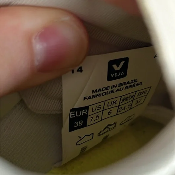 Worn once Veja Candor 2 Alveomesh Natural Cream lime green orange sneakers 7.5 - Picture 12 of 14